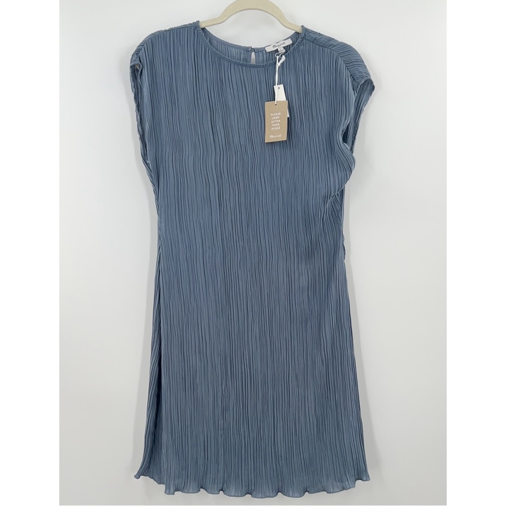 Madewell NWT Plissé Mini Tee Dress in Teapot Blue size 6 - Picture 3 of 9